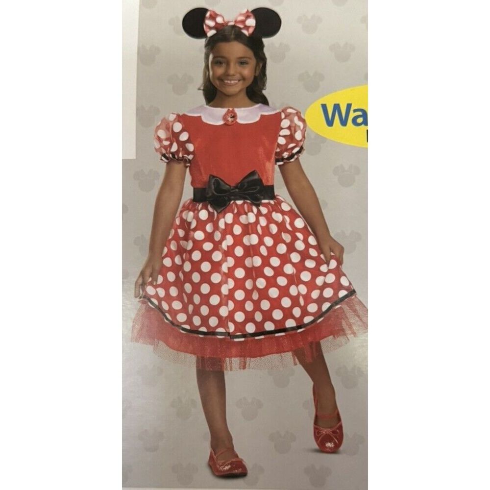 Disney Minnie Mouse Costume by Disguise Girls Small (6/6X) Dress‎ & Ears NEW!